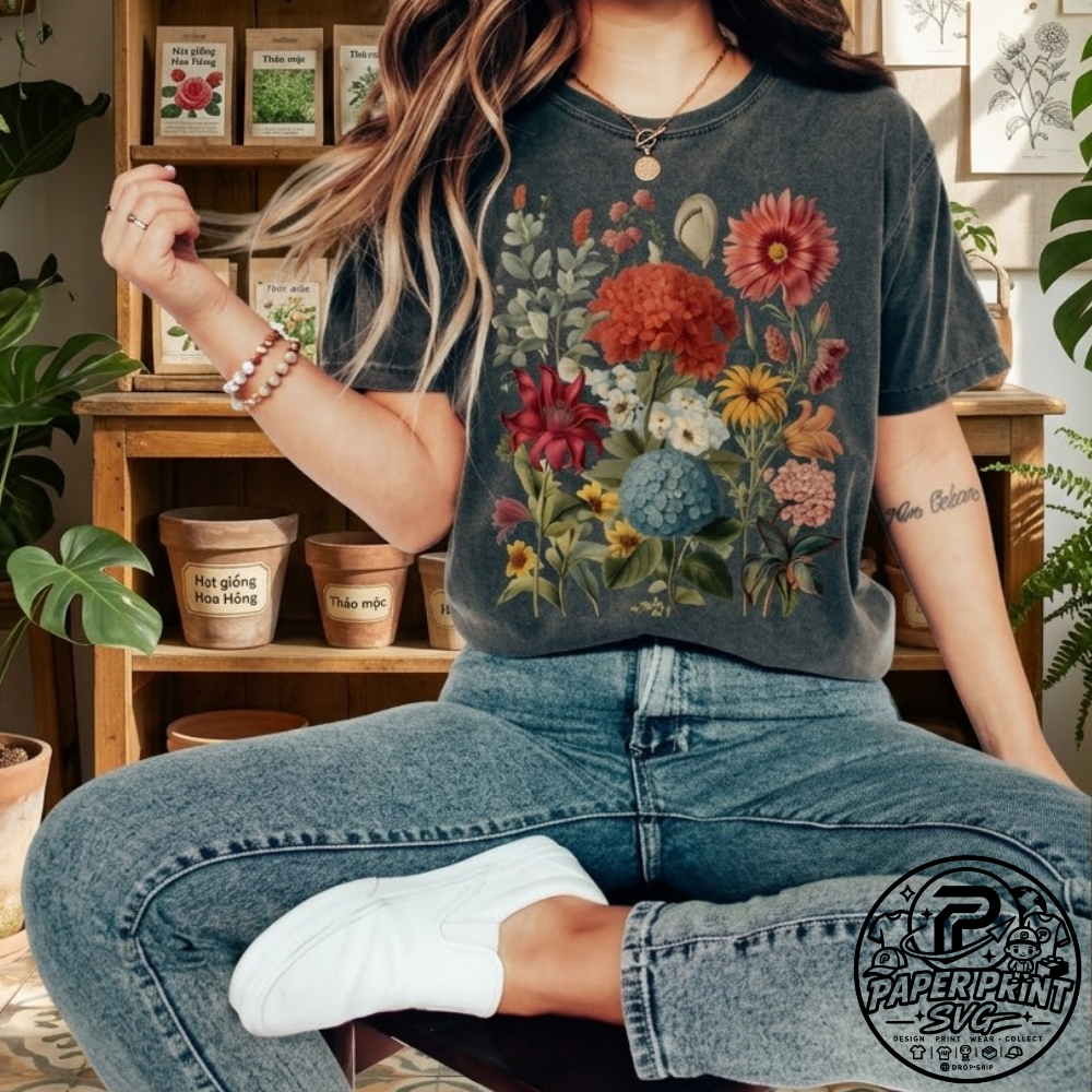 Boho Wildflowers Cottagecore Shirt Gift For Her Comfort Colors Shirt